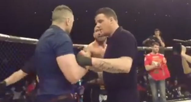 [Video] SBG fighter escorted from the cage at BAMMA 29